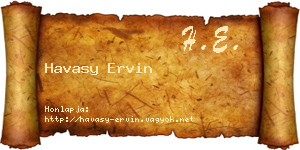 Havasy Ervin névjegykártya