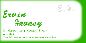 ervin havasy business card